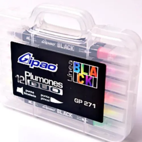 Materiales Y Productos De Arte | Materiales Para Lettering Y Caligrafía< caja de plumones doble punta Black Gipao