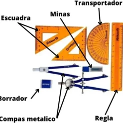 Útiles Y Kits Escolares | Escuadras< kit geometrico con compas y transportador.