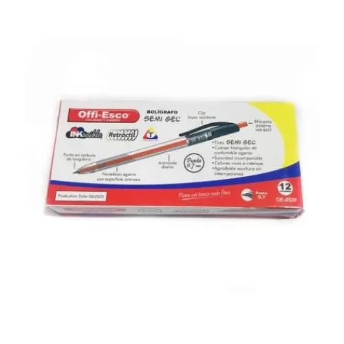Materiales Y Productos De Arte | Productos Y Materiales Para Caligrafía< Lapicero OffiEsco Ref 0.7 mm Semi Gel Retráctil