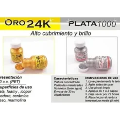 Materiales Y Productos De Arte< pintura metalizada oro 24k y plata, Bordaliquida