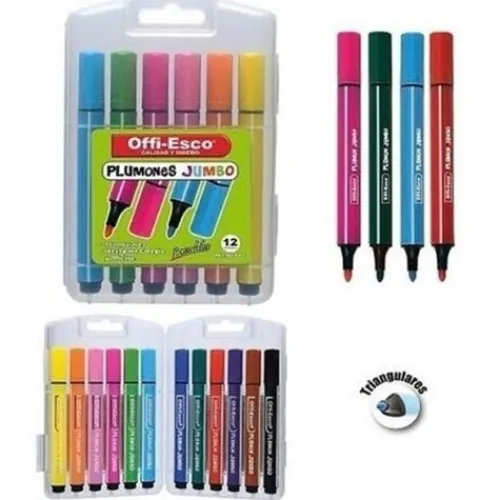 Materiales Y Productos De Arte | Materiales Para Lettering Y Caligrafía< Plumones Jumbo Offiesco - X12 Triangulares Lavables